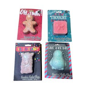 Scented Christmas Holiday Bath Fizzes Penguin Gingerbread Llama Gift Lot of 4